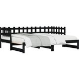  The Living Store Izvlečna dnevna postelja črna 2x(90x190) cm trdna borovina - Dnevna Postelja, (21501321) | Shoptok.si