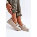 S. BARSKI Light Women's Leather Moccasins on Platform Beige | Shoptok.si