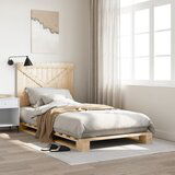  The Living Store Posteljni okvir z vzglavjem 100x200 cm trdna borovina - Posteljni Okvir, (21455172) | Shoptok.si