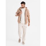 Ombre Unzipped men's hooded sweatshirt with piping - beige | shoptok.hr
