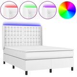  Krevet box spring s madracem LED bijeli 140x190 cm umjetna koža | shoptok.hr