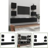 The Living Store Komplet TV omaric 6-delni črn inženirski les - Komplet TV Omaric, (21738398) | Shoptok.si