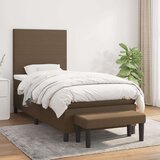  Box spring postelja z vzmetnico temno rjava 80x200 cm blago, (20898903) Cene