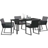 vidaXL 5-dijelni vrtni blagovaonski set s jastučićima Crni Poli Ratan | shoptok.hr