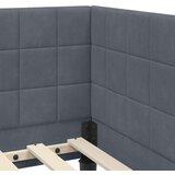 vidaXL Kutni krevetni okvir s madracem s uzglavljem 2 pcs Siva Baršun - Tamno siva 100 x 200 cm | shoptok.hr