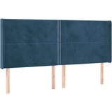  Vzglavje z ušesi temno modro 183x16x118/128 cm žamet, (20933373) | Shoptok.si