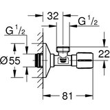 Grohe 22043000 Universal kotni ventil 1/2''-1/2'' | Shoptok.si