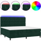 Krevet box spring s madracem LED tamnozeleni 200x200 cm baršun | Eponuda.com