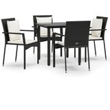  5-dijelni vrtni blagovaonski set s jastucima od poliratana crni | shoptok.hr
