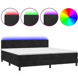  Box spring s madracem LED crni 200x200 cm baršun | shoptok.hr