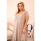 Kesi Włoski Plus size women's dress with short sleeves and ruffle made of light viscose fango | Shoptok.si