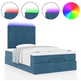 vidaXL Otomanski posteljni okvir z vzmetnicami moder 120x200cm žamet | Shoptok.si