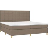  Krevet box spring s madracem LED smeđesivi 200x200 cm tkanina | shoptok.hr