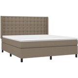  box spring s madracem LED smeđesivi 160x200 cm tkanina | shoptok.hr
