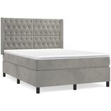 vidaXL Box spring postelja z vzmetnico svetlo siva 140x200 cm žamet, (20790429) Cene