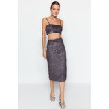 Trendyol Silver Fringed Sequin Midi Skirt | shoptok.hr