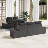 vidaXL 6-delni vrtni kavč set z blazinami Črn Poli Ratan, (22091186) | Shoptok.si