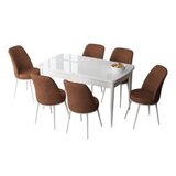 Hanah home set trpezarijski sto i 6 stolica zen white tile red | ePonuda.com