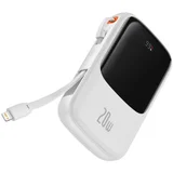 Power Bank QPow - 10 000mAh LCD Quick Charge PD 20W with cable to Lightning 8-pin white PPQD020002