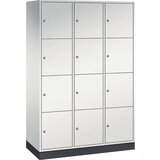 C+P Jeklena omara s predelki z zaklepanjem INTRO, višina predelka 435 mm, ŠxG 1220 x 500 mm, 12 predelkov, korpus svetlo siv, vrata svetlo siva | Shoptok.si