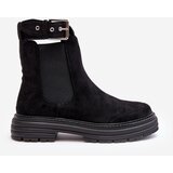 Boto Suede Ankle Boots On Massive Sole Black Ozaro | Shoptok.si