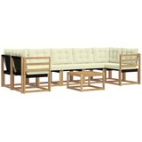 vidaXL Zunanja garnitura za sedenje z blazino 8 pcs Bela in krem, (5000282258) | Shoptok.si