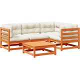  5-dijelni set vrtnih sofa s jastucima voštano smeđi od borovine | shoptok.hr
