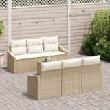 vidaXL Set vrtnih sofa od 7 dijelova s jastučićima bež poliratanskog | shoptok.hr