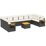  The Living Store Vrtna sedežna garnitura 11-delna z blazinami črn poli ratan - Vrtna Sedežna Garniture, (21464064) | Shoptok.si