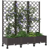  Vrtni saksija s rešetkom i kotačima Smeđa 120 x 40 x 131,5 cm | shoptok.hr