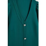 Marisse Emerald Dress With Puffed Sleeves And Decorative Buttons | Eponuda.ba