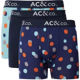 AC&Co / Altınyıldız Classics Men's Navy Blue-Green Patterned Cotton Stretchy 3-Pack Boxer