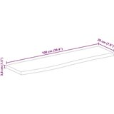 Stolna Mizna plošča z naravnim robom 100x20x3,8 cm trden mangov les, (21412279) | Shoptok.si