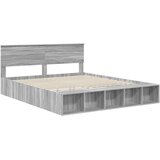  Krevetna konstrukcija s policom Siva Sonoma 200 x 200 cm | shoptok.hr