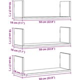 vidaXL Stenska polica 3 kosi starinski les 58x18x18 cm inženirski les | Shoptok.si