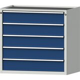 ANKE Predalnik, ŠxG 1060 x 675 mm, nosilnost predalov 200 kg, 5 predalov, višina 980 mm, sprednji del encijan modra | Shoptok.si