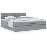 vidaXL Otomanski posteljni okvir z vzmetnico siv 160x200 cm blago | Shoptok.si