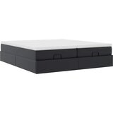 vidaXL Otomanski posteljni okvir z vzmetnicami črn 180x200cm um. usnje, (21609825) | Shoptok.si