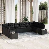  10-delni set vrtnem kavču s blazinami črnega poli ratana, (22093802) | Shoptok.si