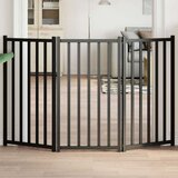 vidaXL Vrata za pse sklopiva 3 panela crna 150 cm od masivna jelovina | shoptok.hr