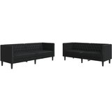 vidaXL Chesterfield garnitura od 2 dijela crna umjetna koža - Crna 1 dvosjed + trosjed | shoptok.hr