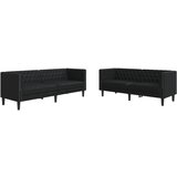 vidaXL Komplet Chesterfield kavčev 2-delna črno umetno usnje Cene