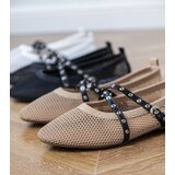 Gemre Brown mesh ballerinas with decorative buckle Zerid Cene