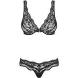 Obsessive Luvae - komplet modrčka s cvetličnimi kamenčki (črna) - L/XL | Shoptok.si