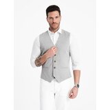 Ombre Men's jacquard suit vest without lapels - light grey | Shoptok.si