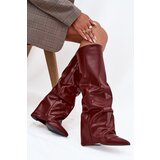 Boto Insulated Women's Boots with Rolled Shaft on a Heel Bordeaux Elivira | shoptok.hr