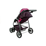 Kolica za lutku Alice 2u1 - crna s rozim točkicama | shoptok.hr