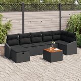 vidaXL 8-dijelni vrtni sofa set s jastučićima crni poliratan Cijene