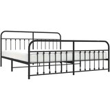  Metalni okvir kreveta uzglavlje i podnožje crni 200x200 cm | shoptok.hr