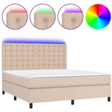  Krevet box spring madrac LED cappuccino 160x200cm umjetna koža | shoptok.hr